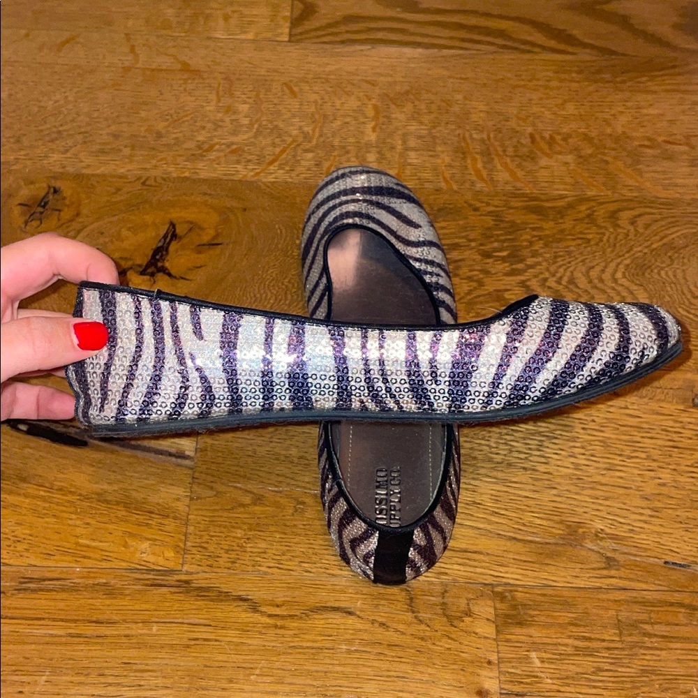 Zebra Sequin Flats